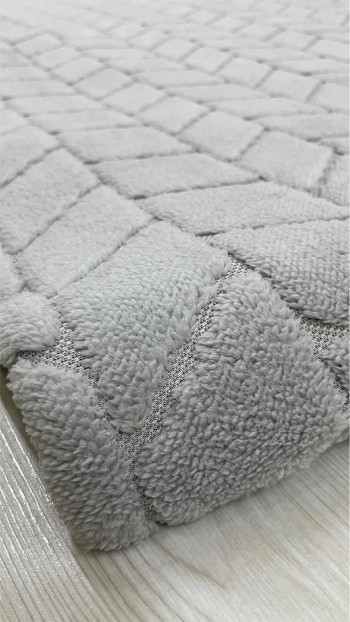 Baklava Model Welsoft Halı Örtüsü Açık Gri Renk