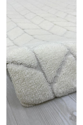 Baklava Model Welsoft Halı Örtüsü Krem Renk