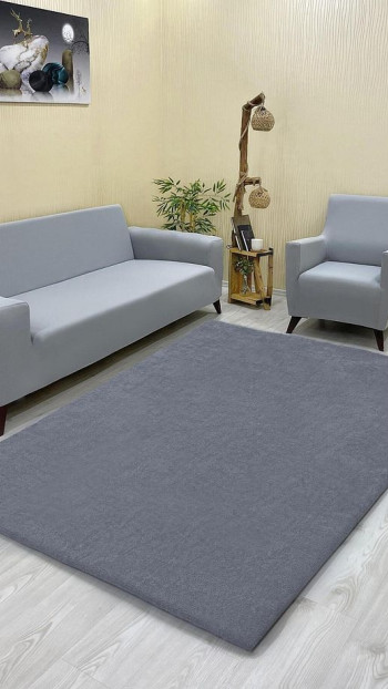 Düz Model Welsoft Halı Örtüsü Koyu Gri Renk