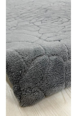 Gül Model Welsoft Halı Örtüsü Koyu Gri Renk