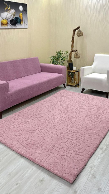Gül Model Welsoft Halı Örtüsü Pudra Renk