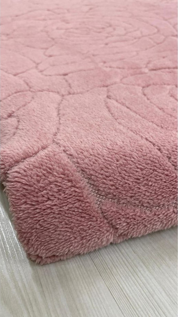 Gül Model Welsoft Halı Örtüsü Pudra Renk