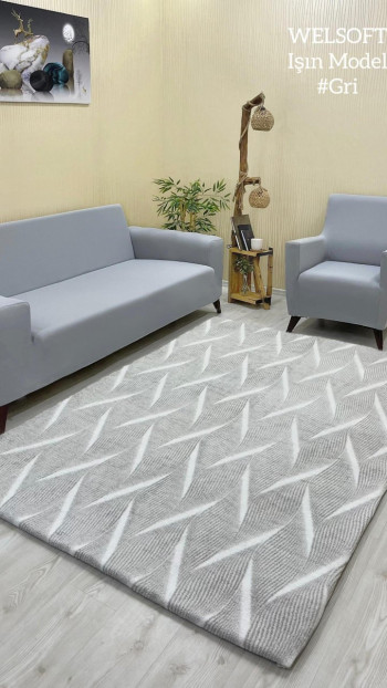 Işın Model Welsoft Halı Örtüsü Açık Gri Renk