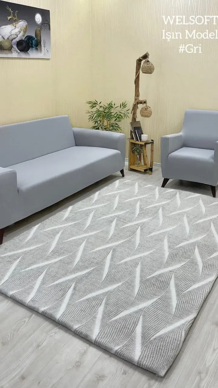 Işın Model Welsoft Carpet Cover Light Gray Color