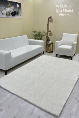 Işın Model Welsoft Halı Örtüsü Krem Renk
