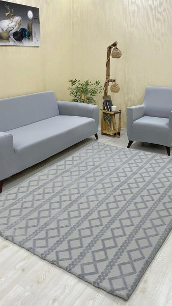 Örgü Model Welsoft Halı Örtüsü Açık Gri Renk