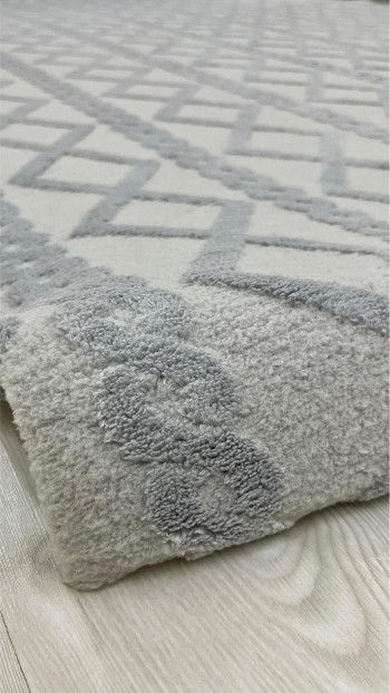 Örgü Model Welsoft Halı Örtüsü Açık Gri Renk