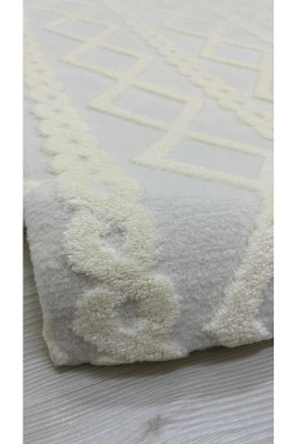 Örgü Model Welsoft Halı Örtüsü Krem Renk