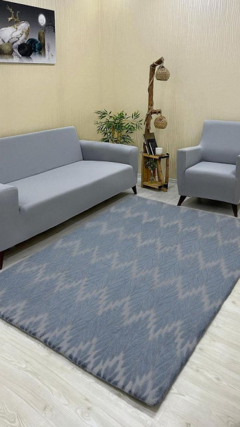 Yaprak Model Welsoft Halı Örtüsü Koyu Gri Renk