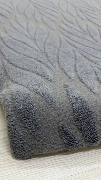 Yaprak Model Welsoft Halı Örtüsü Koyu Gri Renk