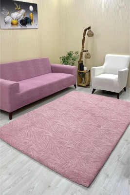 Zebra Model Welsoft Halı Örtüsü Pudra Renk