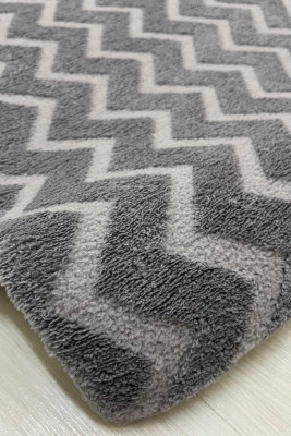 Zikzak Model Welsoft Halı Örtüsü Koyu Gri Renk