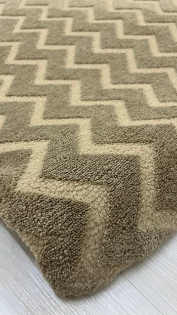 Zikzak Model Welsoft Halı Örtüsü Vizon Renk