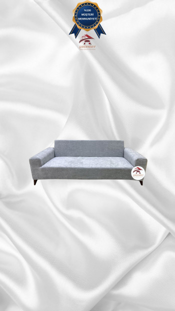 Baby Face Kumaş Giydirme Koltuk Örtüsü - Lastikli Kadife Koltuk Koruyucu Açık Gri Renk 2'li Set (1 Parça)