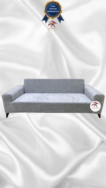 Baby Face Kumaş Giydirme Koltuk Örtüsü - Lastikli Kadife Koltuk Koruyucu Açık Gri Renk 3'lü Set (1 Parça)