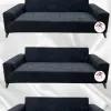 Baby Face Fabric Slip-On Sofa Cover - Elastic Velvet Furniture Protector Anthracite Color 3+3+3 (3 Piece Set)