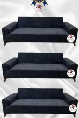 Baby Face Kumaş Giydirme Koltuk Örtüsü - Lastikli Kadife Koltuk Koruyucu Antrasit Renk 3+3+3 (3 Parça Set)