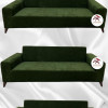 Baby Face Fabric Slip-On Sofa Cover - Elastic Velvet Furniture Protector Khaki Green Color 3+3+3 (3 Piece Set)