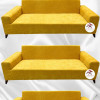 Baby Face Fabric Slip-On Sofa Cover - Elastic Velvet Furniture Protector Mustard Color 3+3+3 (3 Piece Set)