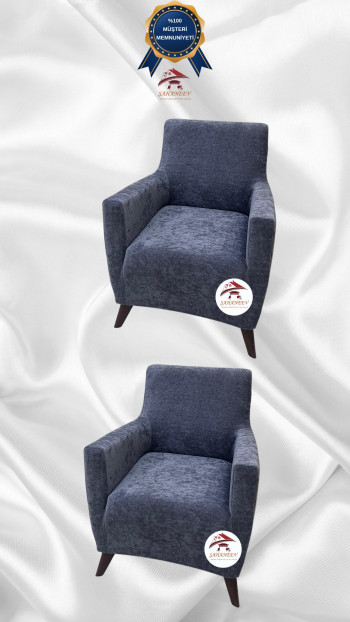 Baby Face Kumaş Giydirme Koltuk Örtüsü - Lastikli Kadife Koltuk Koruyucu Koyu Gri Renk 1+1 (2 Parça Set)