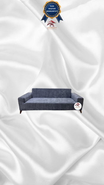 Baby Face Kumaş Giydirme Koltuk Örtüsü - Lastikli Kadife Koltuk Koruyucu Koyu Gri Renk 2'li Set (1 Parça)