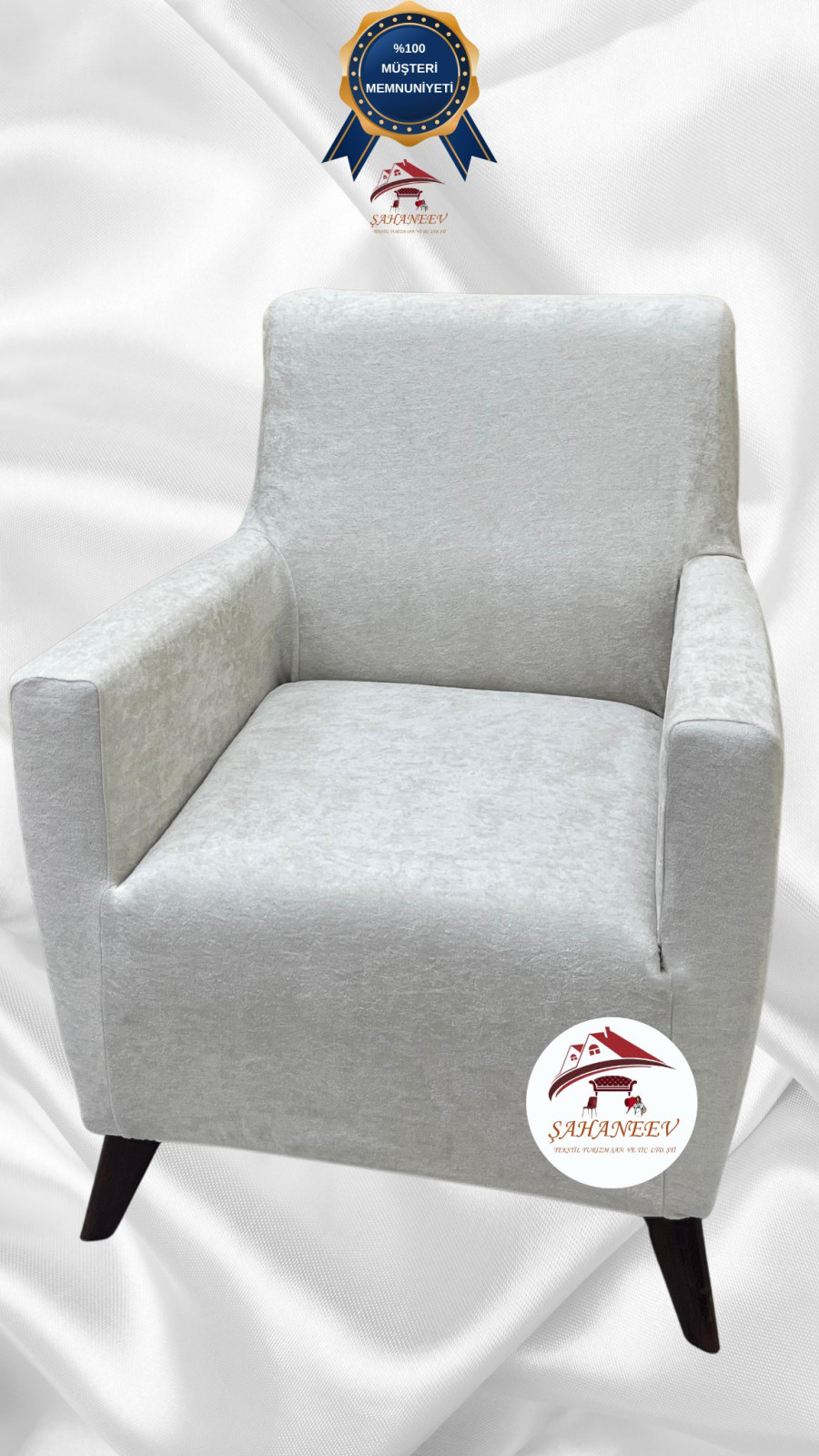 Baby Face Kumaş Giydirme Koltuk Örtüsü - Lastikli Kadife Koltuk Koruyucu Krem Renk Tekli (1 Parça) Özel Ölçü