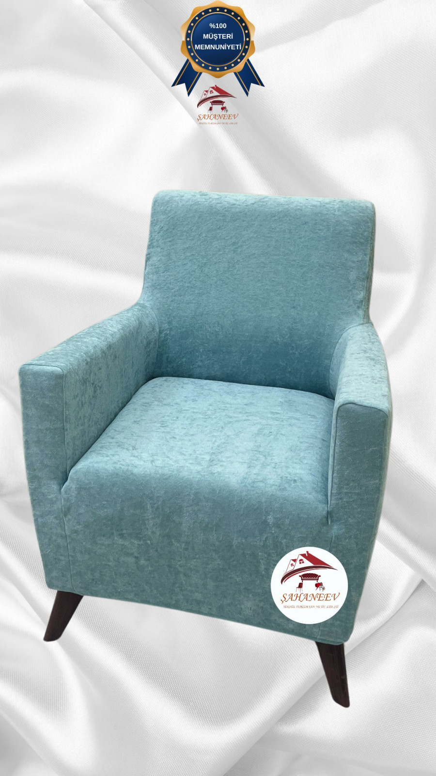 Baby Face Kumaş Giydirme Koltuk Örtüsü - Lastikli Kadife Koltuk Koruyucu Mint Renk Tekli (1 Parça)