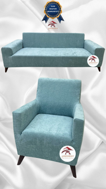 Baby Face Kumaş Giydirme Koltuk Örtüsü - Lastikli Kadife Koltuk Koruyucu Mint Renk 3+1 (2 Parça Set)