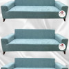 Baby Face Fabric Slip-On Sofa Cover - Elastic Velvet Furniture Protector Mint Color 3+3+3 (3 Piece Set)