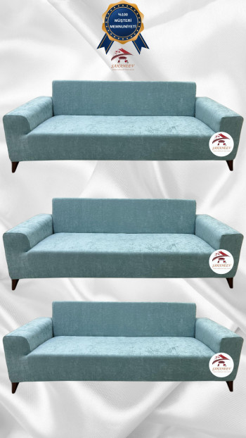 Baby Face Fabric Slip-On Sofa Cover - Elastic Velvet Furniture Protector Mint Color 3+3+3 (3 Piece Set)