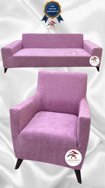 Baby Face Kumaş Giydirme Koltuk Örtüsü - Lastikli Kadife Koltuk Koruyucu Pudra Renk 3+1 (2 Parça Set)