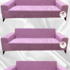Baby Face Fabric Slip-On Sofa Cover - Elastic Velvet Furniture Protector Powder Color 3+3+3 (3 Piece Set)
