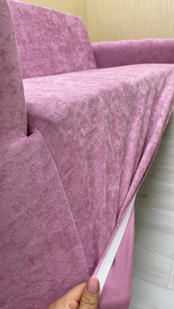 Baby Face Fabric Slip-On Sofa Cover - Elastic Velvet Furniture Protector Powder Color 3+3+3 (3 Piece Set)