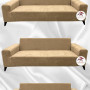Baby Face Fabric Slip-On Sofa Cover - Elastic Velvet Furniture Protector Coffee with Milk Color 3+3+3 (3 Piece Set)