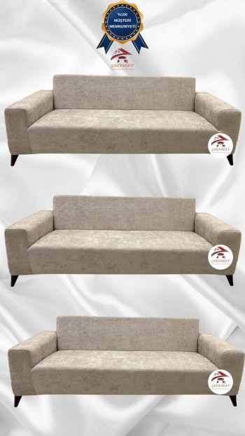 Baby Face Fabric Slip-On Sofa Cover - Elastic Velvet Furniture Protector Mink Color 3+3+3 (3 Piece Set)