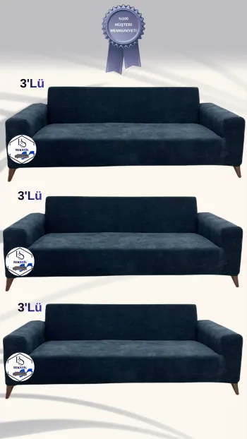 Bamboo Fabric Slip-On Sofa Cover - Stretch Sofa Protector Anthracite Color 3+3+3 (3 Piece Set)
