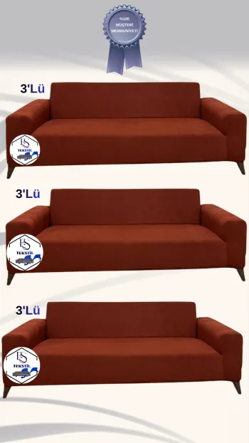 Bamboo Fabric Slip-On Sofa Cover - Stretch Sofa Protector Brick Color 3+3+3 (3 Piece Set)