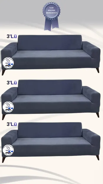 Bamboo Fabric Slip-On Sofa Cover - Stretch Sofa Protector Dark Gray Color 3+3+3 (3 Piece Set)