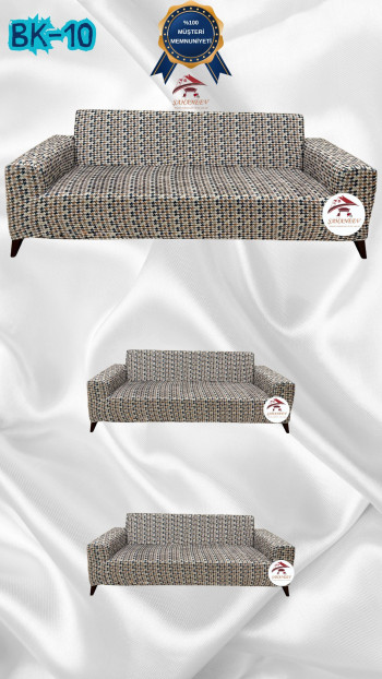 Desenli Baskılı Kadife Giydirme Koltuk Kılıfı - Elastik Esnek Koltuk Takımı Koruyucu Set Model BK-10 Renk 3+2+2 (3 Parça Set)
