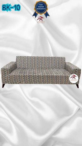 Desenli Baskılı Kadife Giydirme Koltuk Kılıfı - Elastik Esnek Koltuk Takımı Koruyucu Set Model BK-10 Renk 3'lü Set (1 Parça)