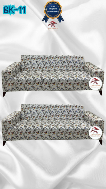 Desenli Baskılı Kadife Giydirme Koltuk Kılıfı - Elastik Esnek Koltuk Takımı Koruyucu Set Model BK-11 Renk 3+3 (2 Parça Set)