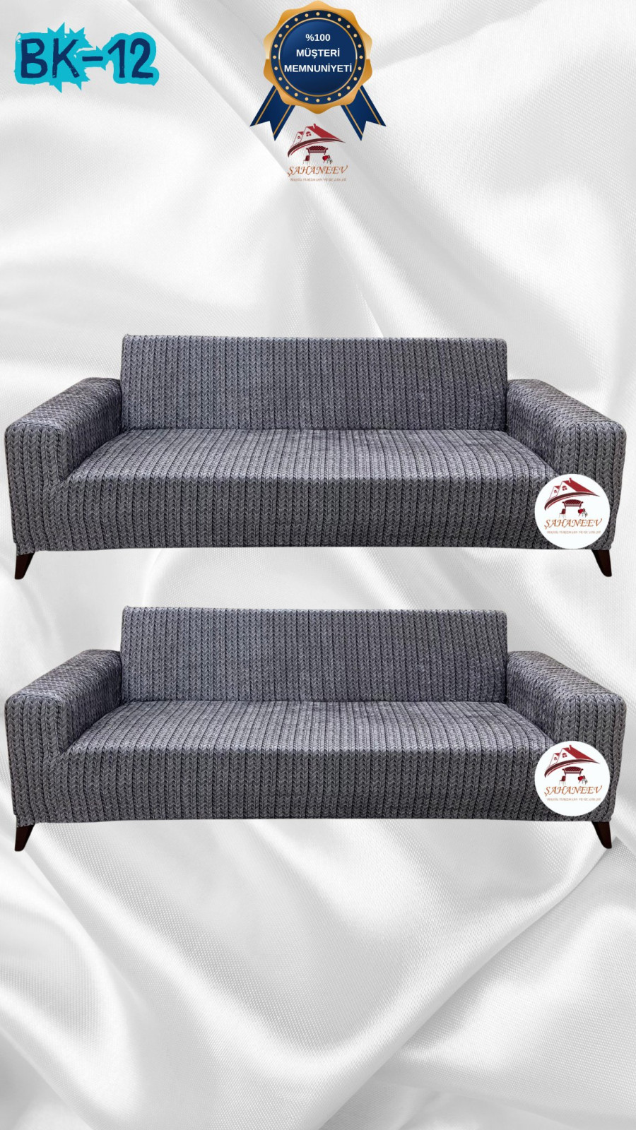 Desenli Baskılı Kadife Giydirme Koltuk Kılıfı - Elastik Esnek Koltuk Takımı Koruyucu Set Model BK-12 Renk 3+3 (2 Parça Set) Özel Ölçü