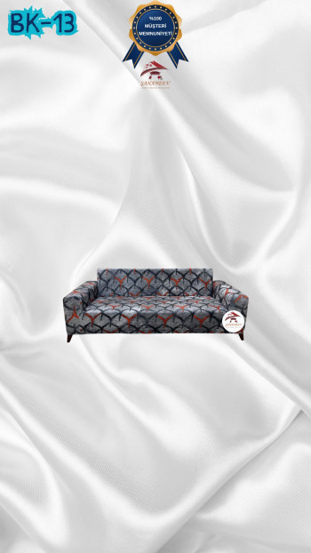Desenli Baskılı Kadife Giydirme Koltuk Kılıfı - Elastik Esnek Koltuk Takımı Koruyucu Set Model BK-13 Renk 2'li Set (1 Parça)