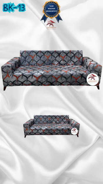 Desenli Baskılı Kadife Giydirme Koltuk Kılıfı - Elastik Esnek Koltuk Takımı Koruyucu Set Model BK-13 Renk 3+2 (2 Parça Set)