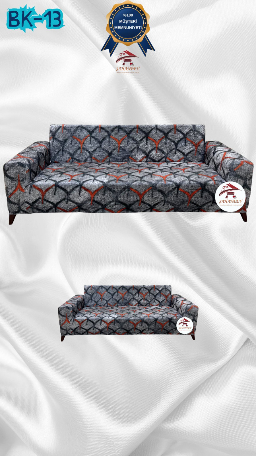 Desenli Baskılı Kadife Giydirme Koltuk Kılıfı - Elastik Esnek Koltuk Takımı Koruyucu Set Model BK-13 Renk 3+2 (2 Parça Set) Özel Ölçü