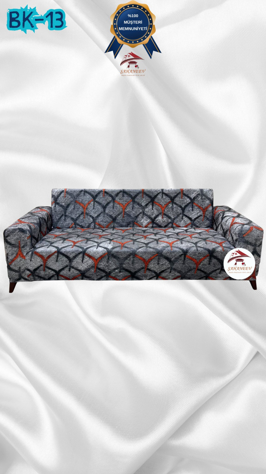 Desenli Baskılı Kadife Giydirme Koltuk Kılıfı - Elastik Esnek Koltuk Takımı Koruyucu Set Model BK-13 Renk 3'lü Set (1 Parça) Özel Ölçü