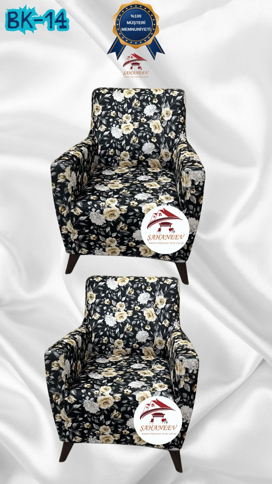 Desenli Baskılı Kadife Giydirme Koltuk Kılıfı - Elastik Esnek Koltuk Takımı Koruyucu Set Model BK-14 Renk 1+1 (2 Parça Set) Özel Ölçü