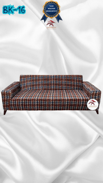 Patterned Printed Velvet Dressing Sofa Cover - Elastic Flexible Sofa Set Protector Set Model BK-16 Color 3-Seater Set (1 Piece)