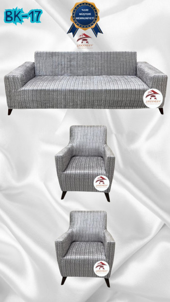 Patterned Printed Velvet Dressing Sofa Cover - Elastic Flexible Sofa Set Protector Set Model BK-17 Color 3+1+1 (3 Piece Set)