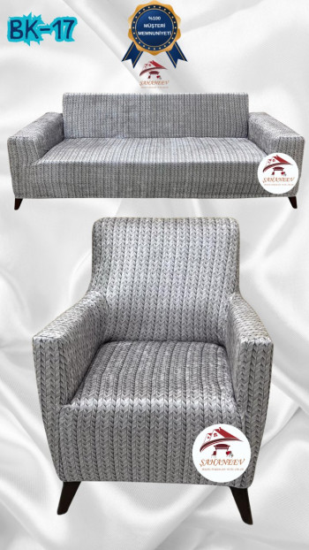 Patterned Printed Velvet Dressing Sofa Cover - Elastic Flexible Sofa Set Protector Set Model BK-17 Color 3+1 (2 Piece Set)